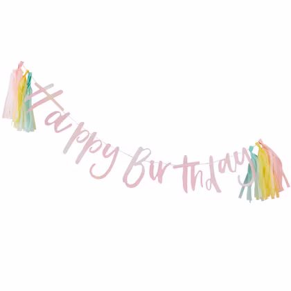 Girlang - Happy Birthday Tassels - Rosa