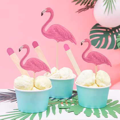 Tårtdekoration - Flamingos
