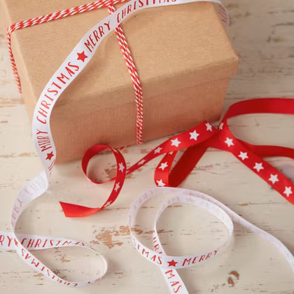Presentband - Merry Christmas - Röd
