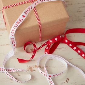 Presentband - Merry Christmas - Röd