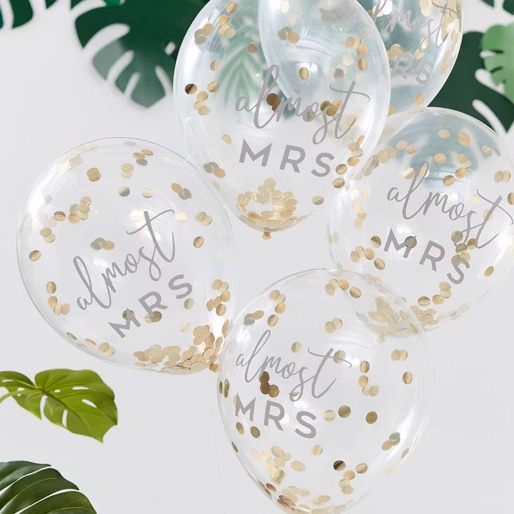 Konfettiballonger - Almost Mrs - Guld