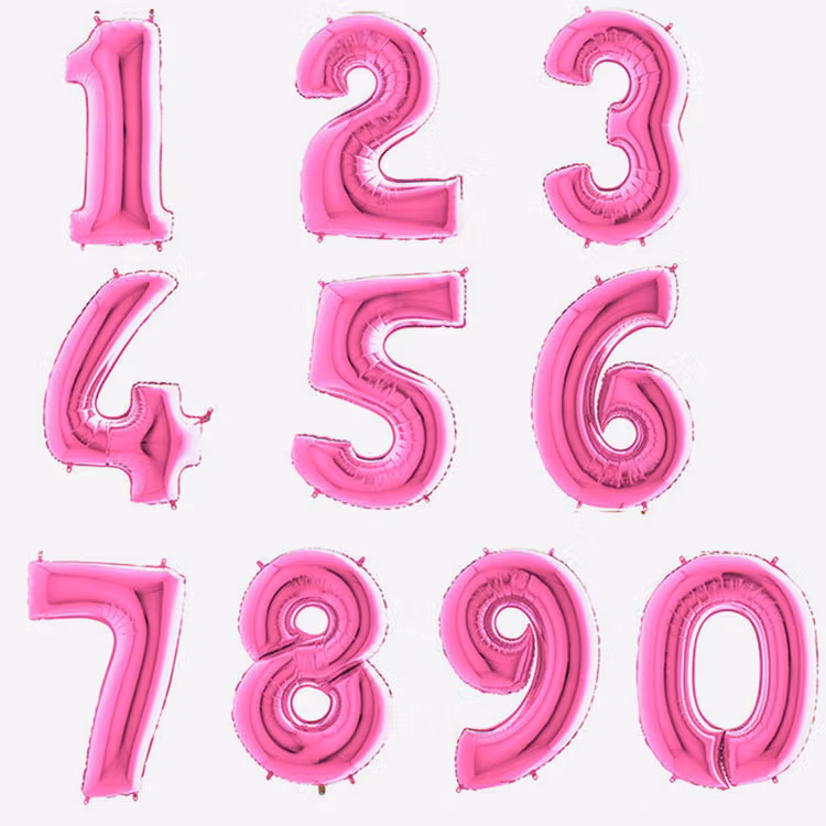 Heliumfyllda Sifferballonger - Fuchsia