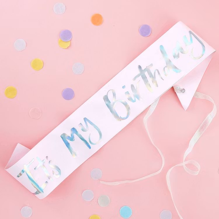 Sashband - It's my  Birthday - Pastellrosa