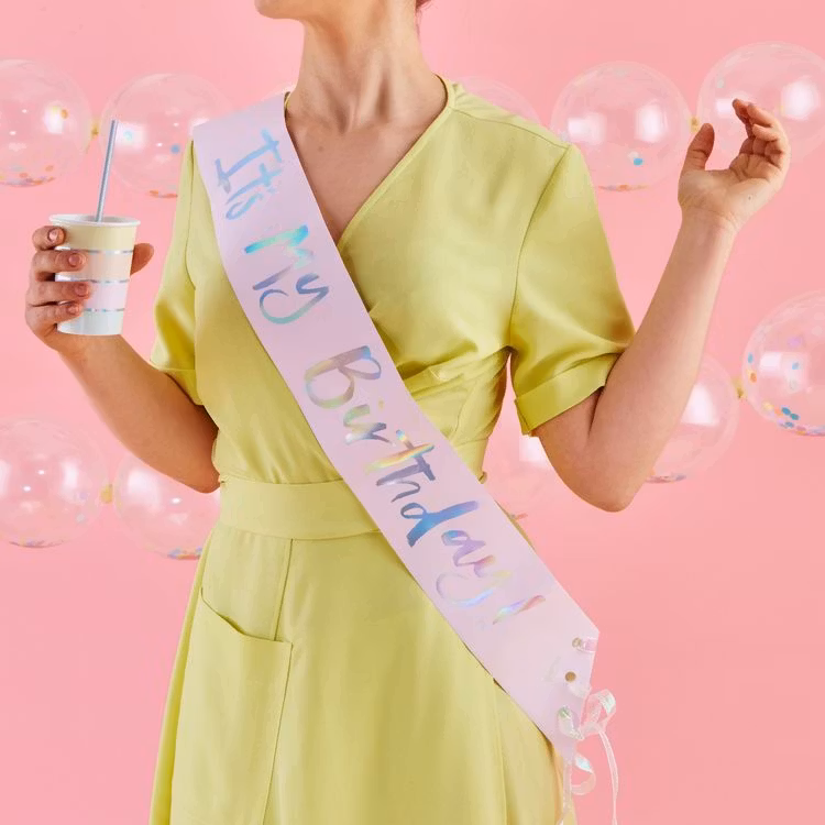 Sashband - It's my  Birthday - Pastellrosa