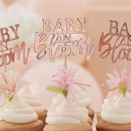 Cupcake toppers - Baby in Bloom - Rosé