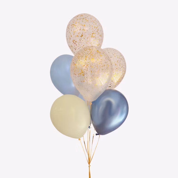 Ballongbukett - Student - Blue & Ivory
