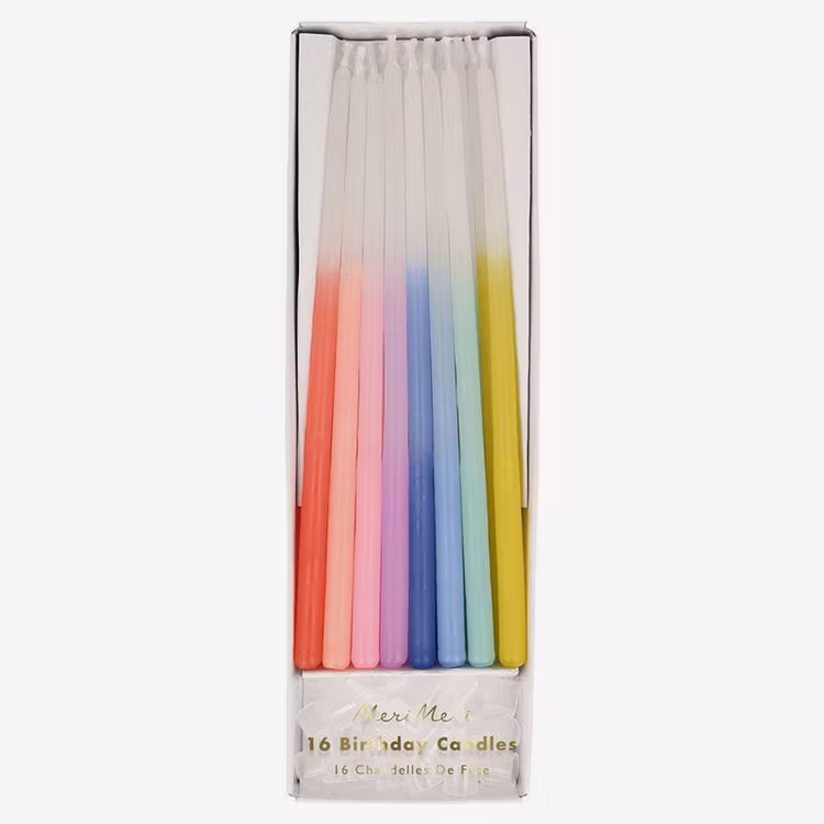 Tårtljus - Dip Dye - Rainbow