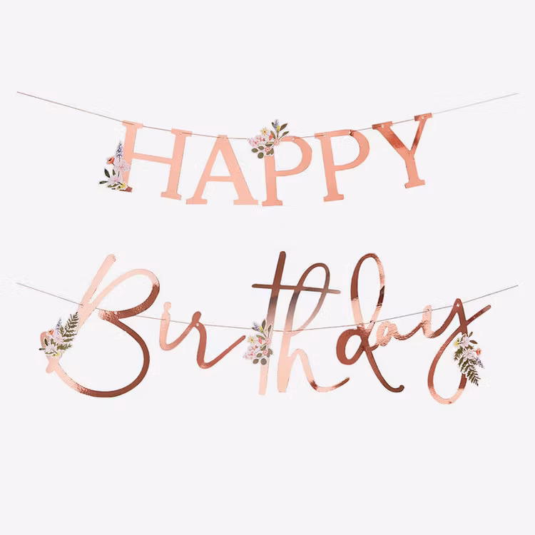 Girlang - Happy Birthday - Roséblomster