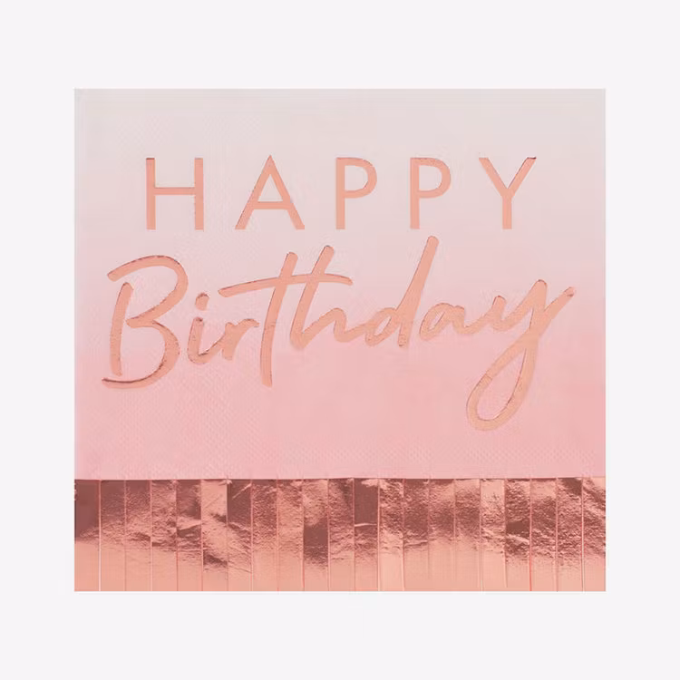 Servetter - Happy Birthday - Fringes Rosé