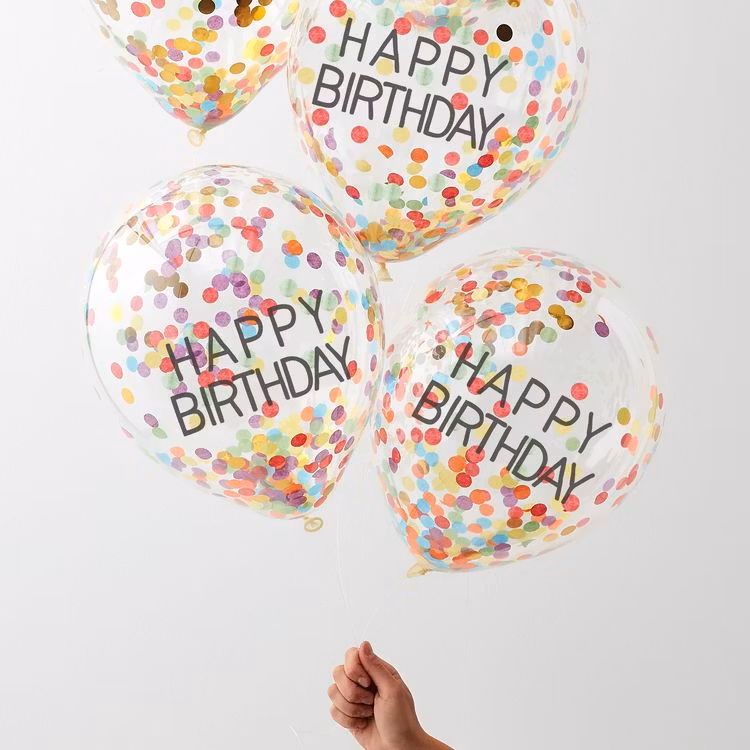 Konfettiballonger - Happy Birthday - Rainbow