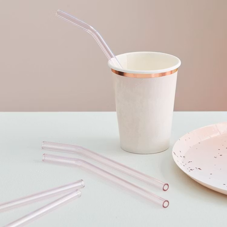 Sugrör - Glas - Rosa