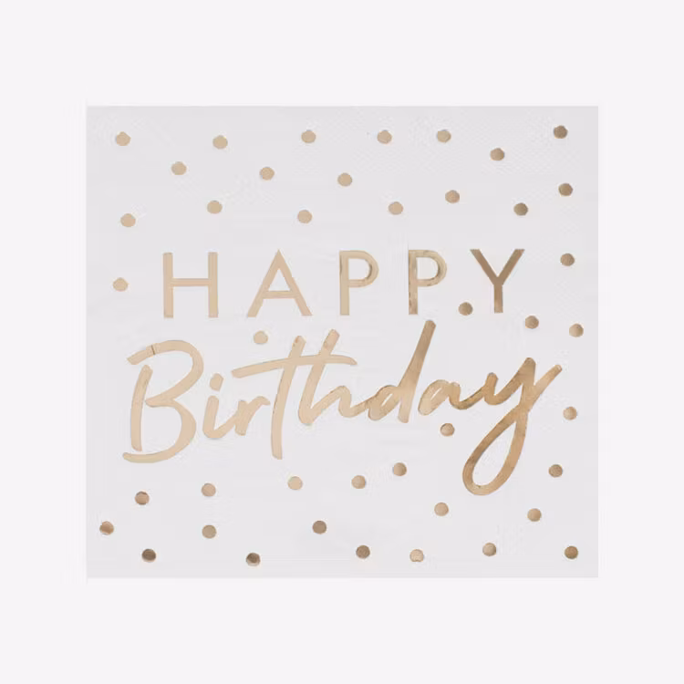 Servetter - Happy Birthday - Guld
