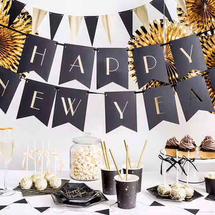 Banner - Happy New Year - Svart