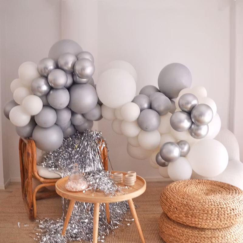 Ballonggirlang - Vit & Silver