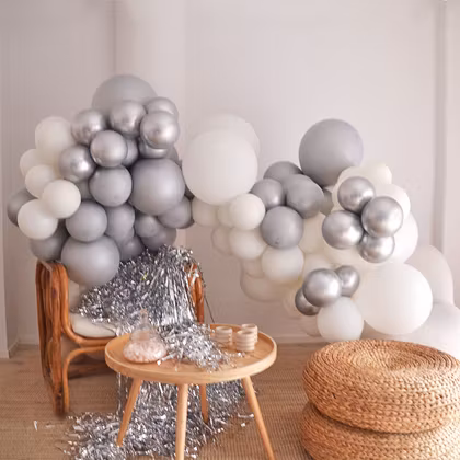 Ballonggirlang - Vit & Silver