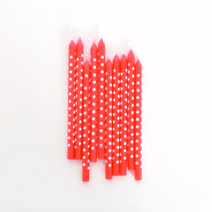 Tårtljus Polkadots röd