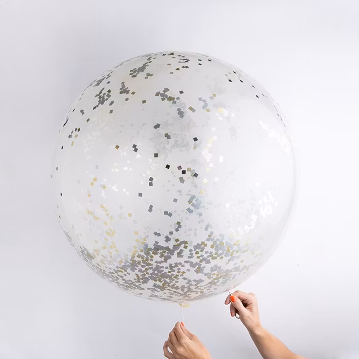 Jumbo Confettiballong Guld-Silver