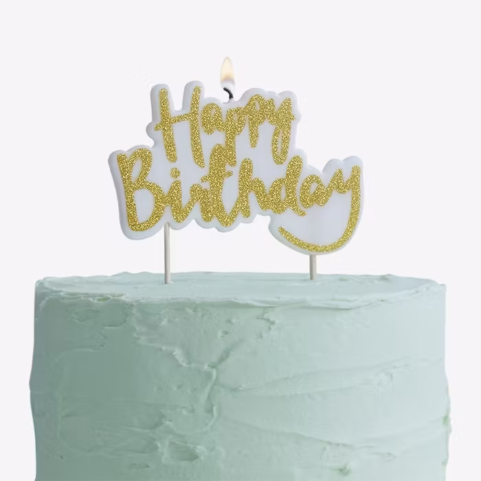 Tårtljus Happy Birthday Guld