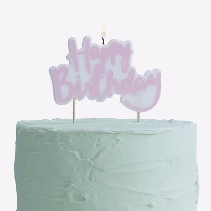 Tårtljus Happy Birthday Rosa
