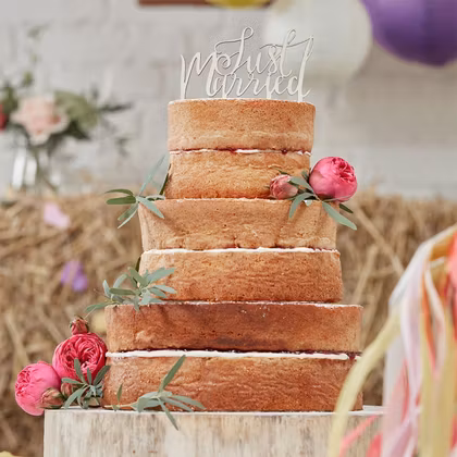 Tårtdekoration Boho - Just Married