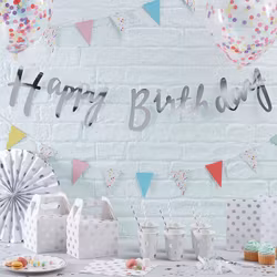 Girlang Happy Birthday Script Silver
