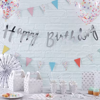 Girlang Happy Birthday Script Silver