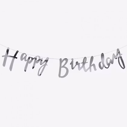 Girlang Happy Birthday Script Silver