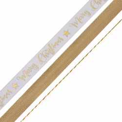 Presentbandkit Merry Christmas Guld