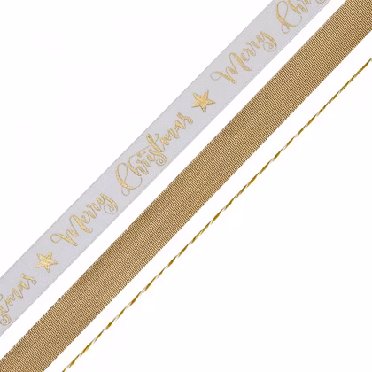 Presentbandkit Merry Christmas Guld