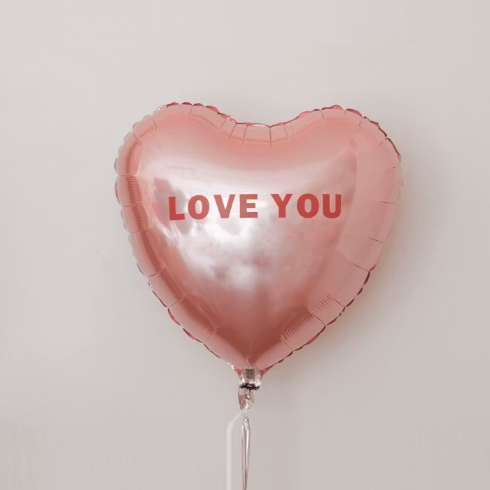 Folieballong - Hjärta med budskap - Puderrosa