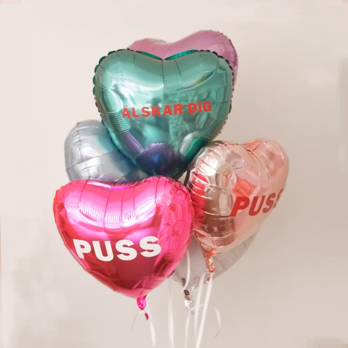 Folieballong - Hjärta med budskap - Ljusblå