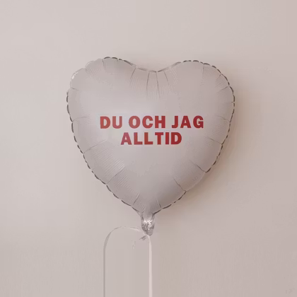 Folieballong - Hjärta med Budskap - Vit