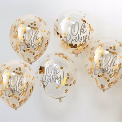 Konfettiballonger Guld - Oh Baby