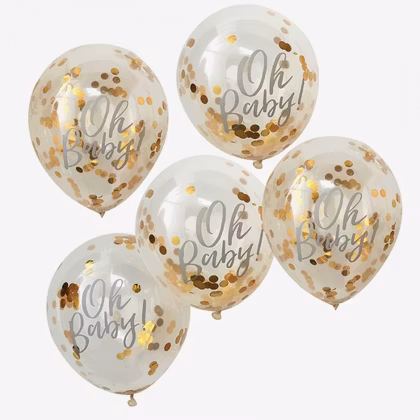 Konfettiballonger Guld - Oh Baby