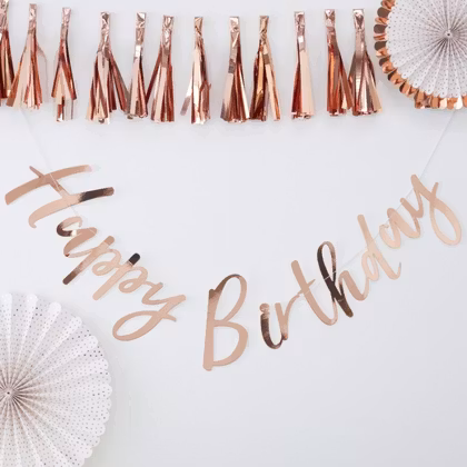 Girlang Happy Birthday Script Roséguld