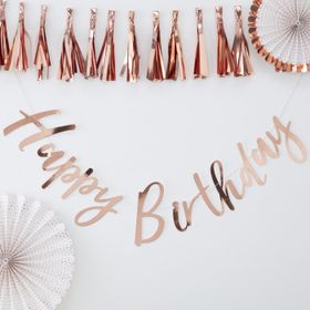 Girlang Happy Birthday Script Roséguld