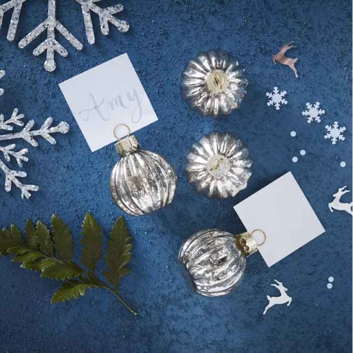 Placeringskortshållare Silver bauble