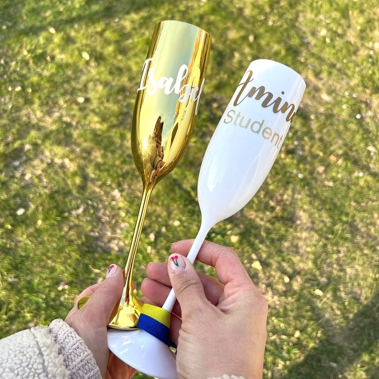 Personligt champagneglas - Student