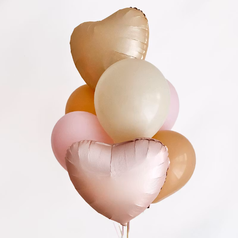 Ballongbukett - Satin Hearts - Puderrosa