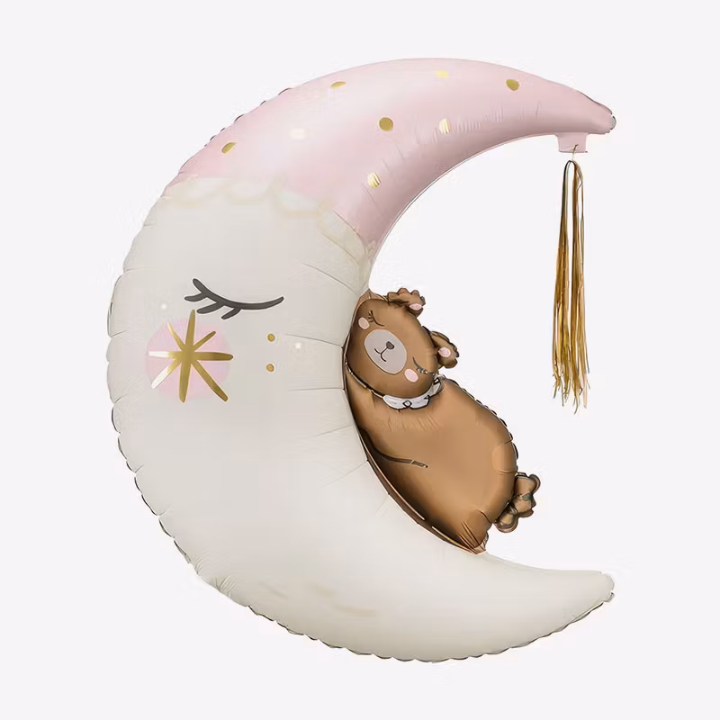 Folieballong - Teddy Moon Rosa