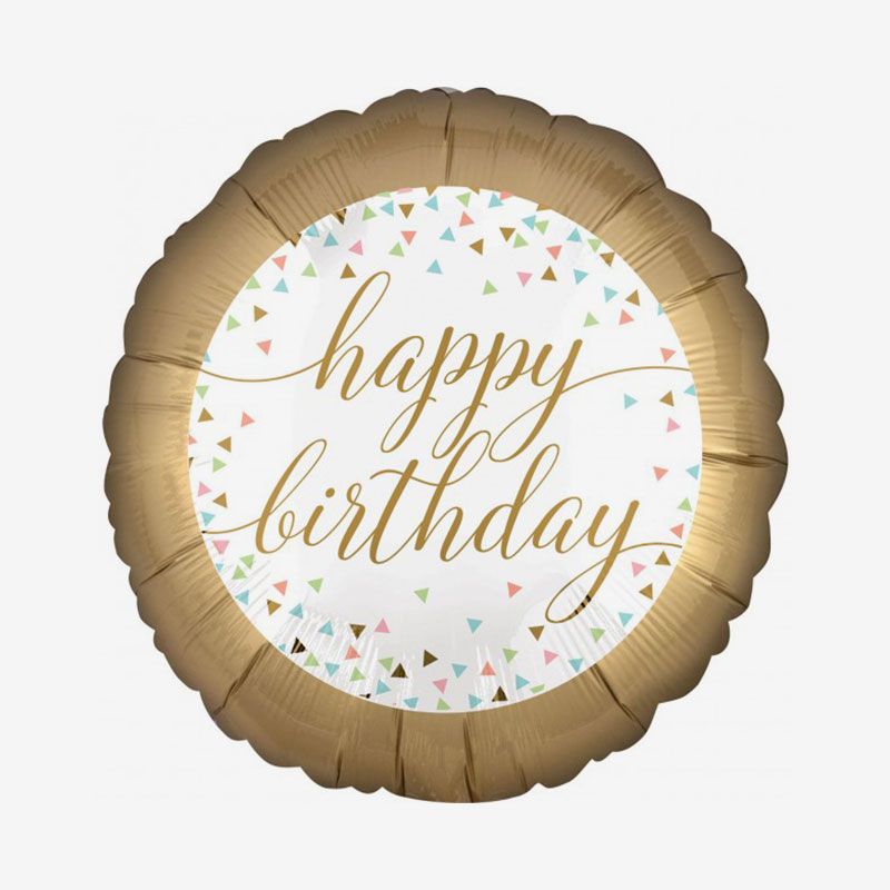 Folieballong - Happy Birthday - Guld