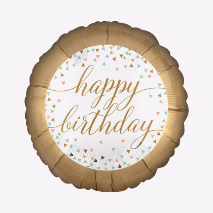 Folieballong - Happy Birthday - Guld