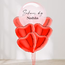 Ballongbukett - Red hearts Personlig