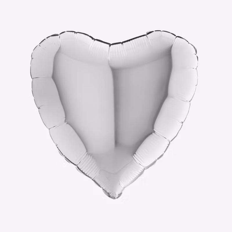 Folieballong - Hjärta silver