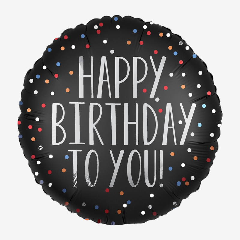 Folieballong - Happy Birthday - Satin Dots