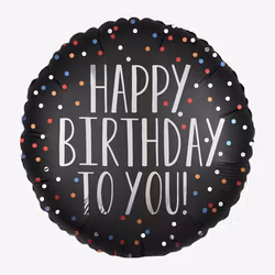 Folieballong - Happy Birthday - Satin Dots