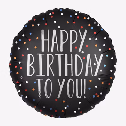 Folieballong - Happy Birthday - Satin Dots