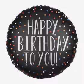 Folieballong - Happy Birthday - Satin Dots