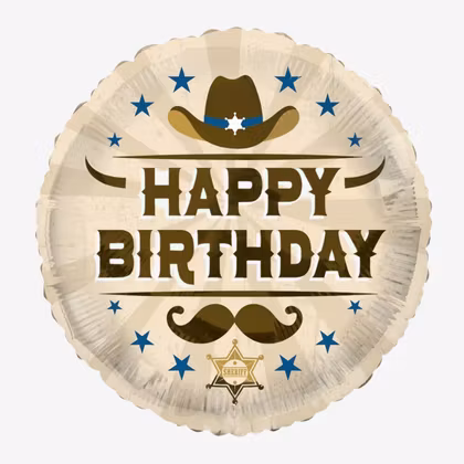 Folieballong - Happy Birthday - Cowboy