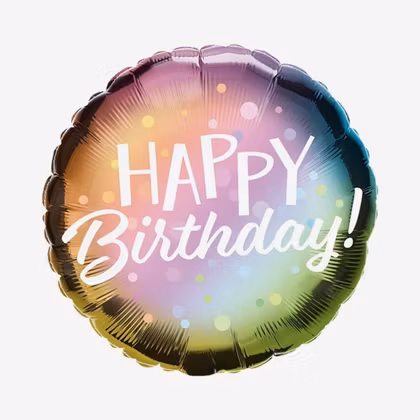 Folieballong - Happy Birthday - Ombre Dots